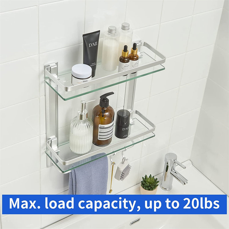 Rebrilliant 2 Piece Glass Floating Shelf with Towel Bar Wayfair